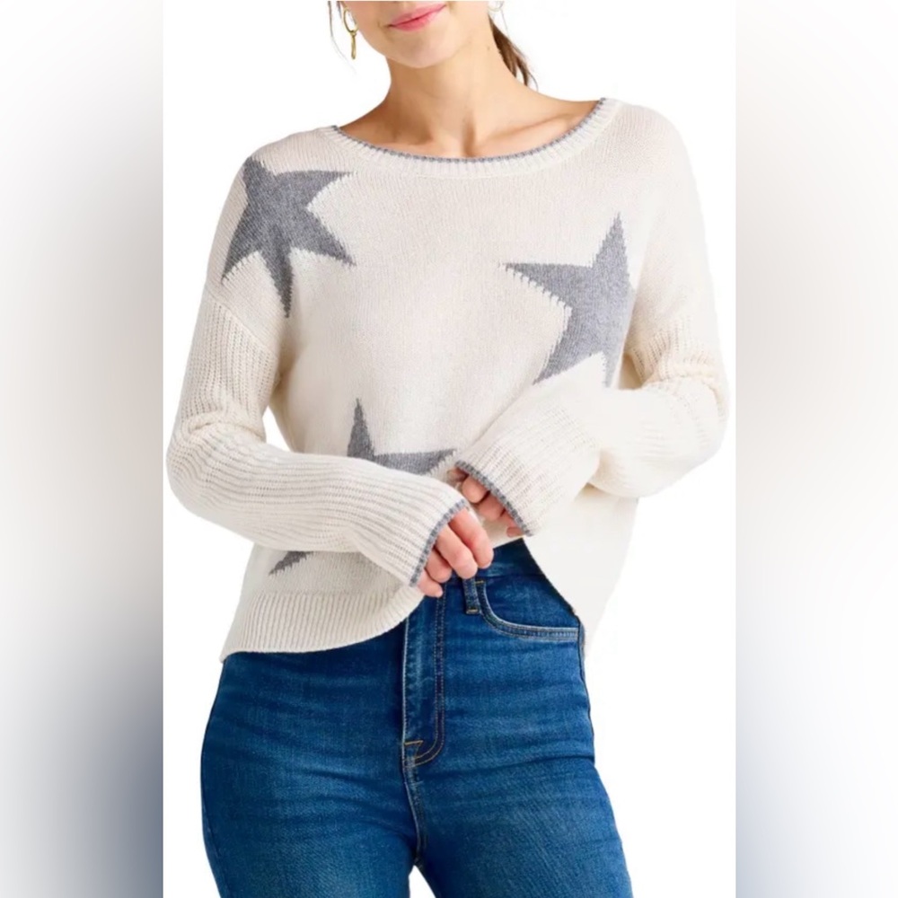 NWT! Splendid • Frances Intarsia Crewneck Sweater in Marshmallow • Retail $158